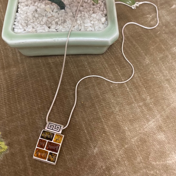 Vintage Baltic Amber “925 Silver Necklace/earrings - Picture 4 of 10